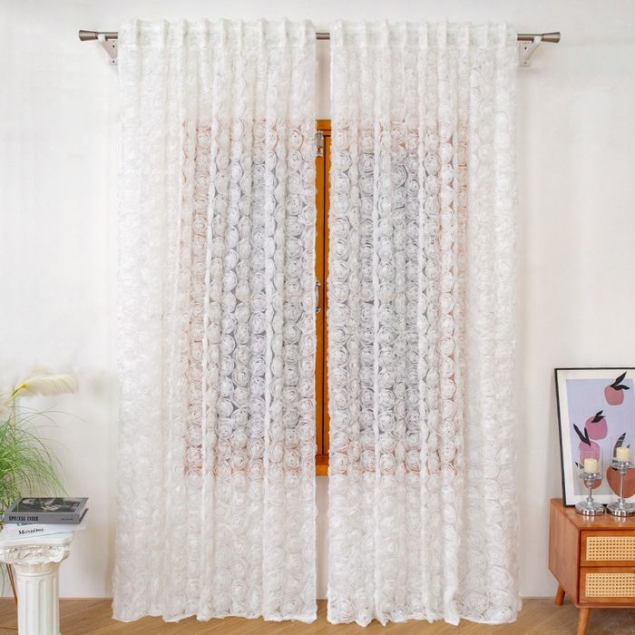 Kolekcja RÓŻA 3D Komplet 2 firany 130x60