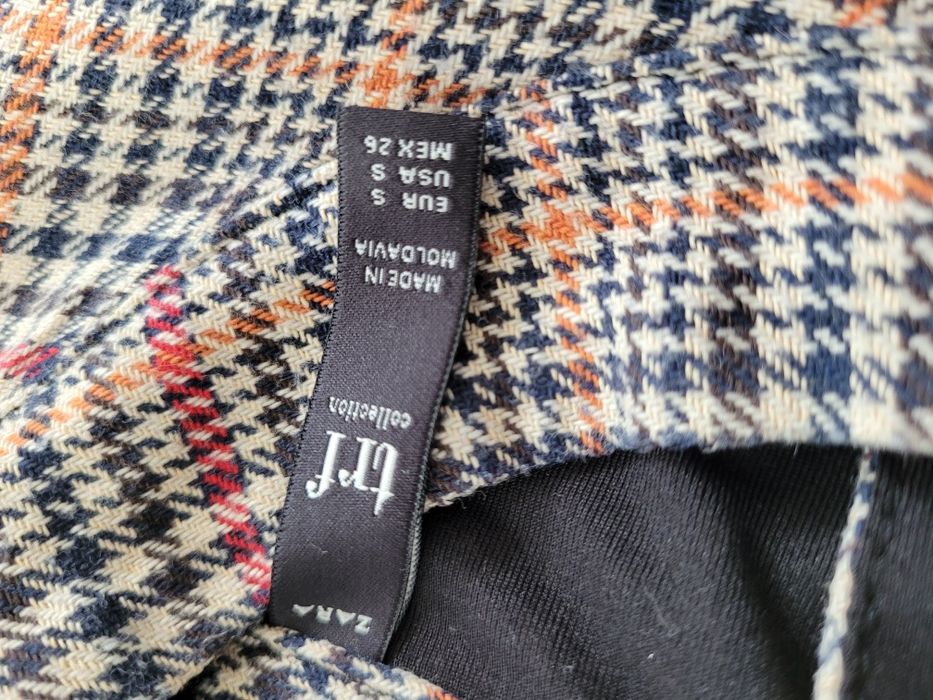 Sukienka ZARA mini długi rękaw pepitka kratka