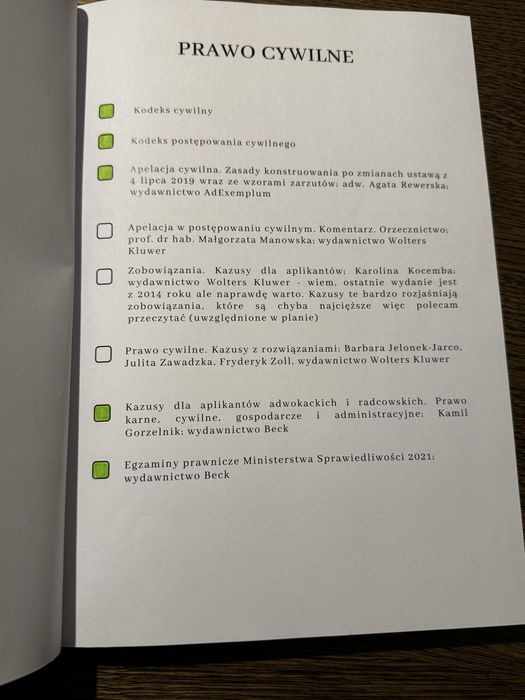 Planer Aplikanta do nauki do egzaminu adwokackiego/radcowskiego