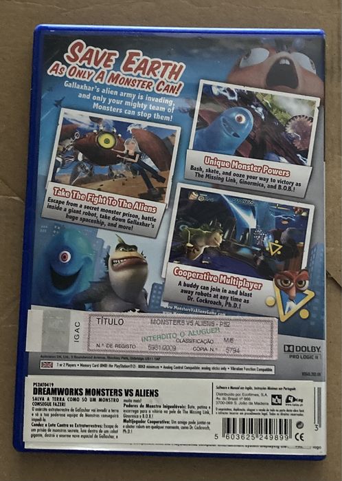 Jogo Monsters vs Aliens para ps2