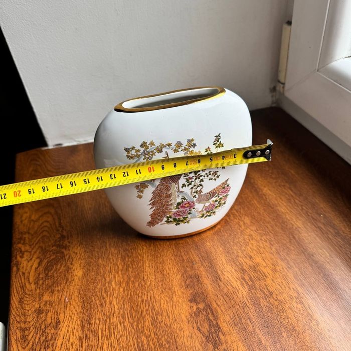 Wazon Pawie/ Ptaki Porcelana Grecja 24 k złocone