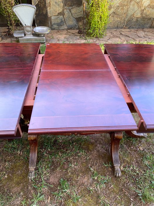 Grande Mesa Oval Mogno de Cuba Pés Garras Bronze 1,65 a 2,12 mt de cmp