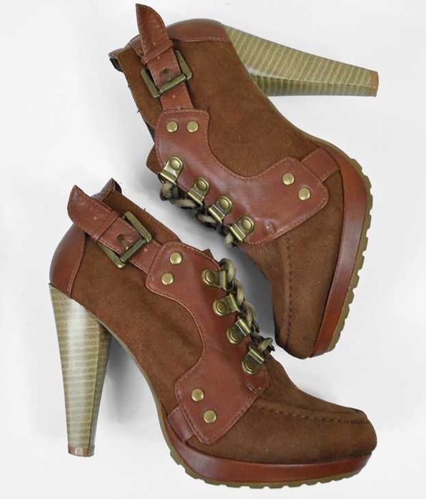 JESIENNE BOTKI NA OBCASIE sznurowane wygodne na podsuwce 36