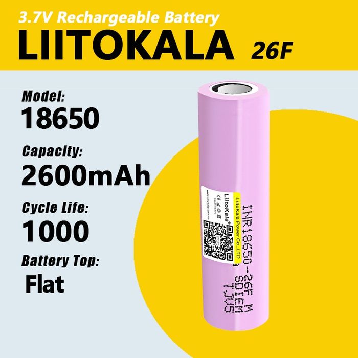 Liitokala 26f 18650 2600 мач аккумуляторная батарея 3,7 в іcr18650-26f