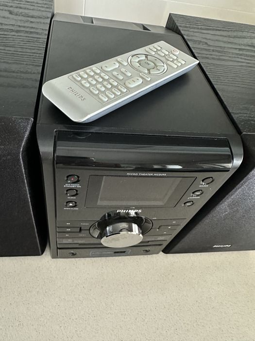 Aparelhagem / Sistema som Philips c/ rádio CD DVD USB comando e manual