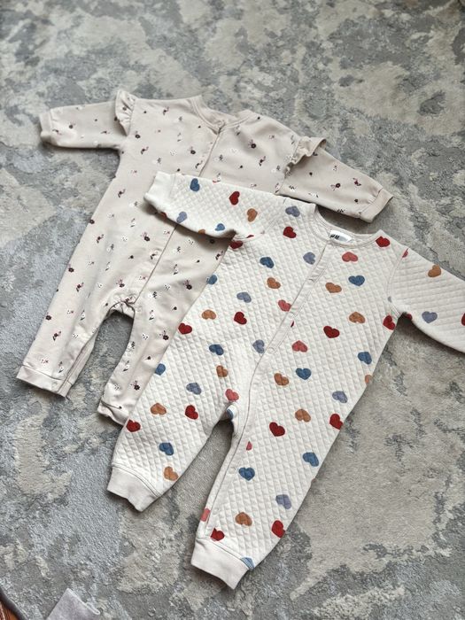 Теплі чоловічки ромпери H&M 74 розміру 6-9 місяців для дівчинки