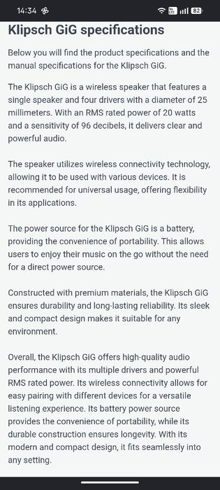 Coluna Klipsch GIG Bluetooth