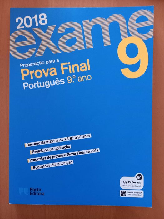 Livros Exames Português Matemática Francês e Físico Química 9 ano