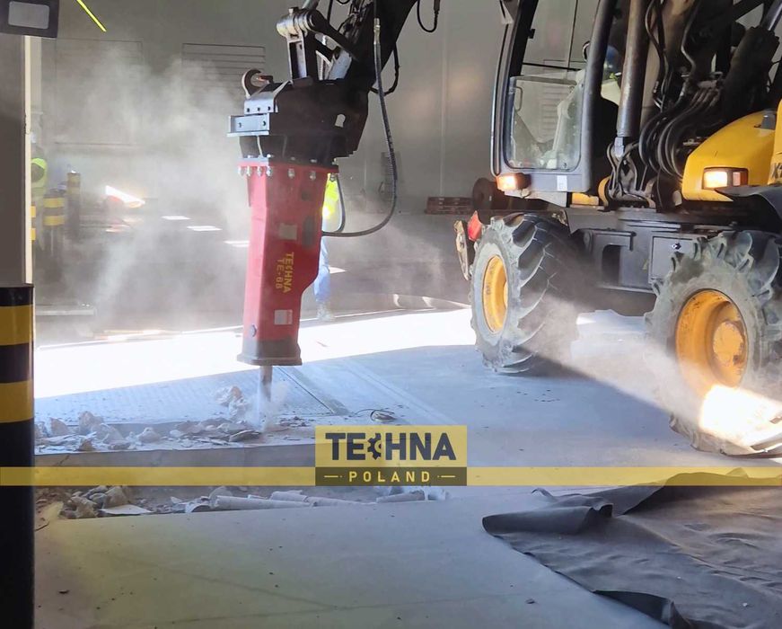 Młot wyburzeniowy hydrauliczny koparka 4-7t TECHNA TE-68 Mecalac CAT JCB Kubota Volvo Komatsu Hitachi Bobcat osprzęt 357kg