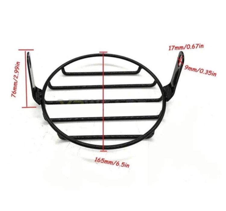 Farol frontal preto lente transparente dois apoios laterais