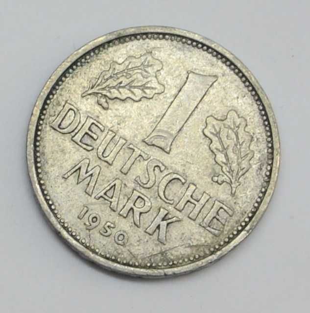 Moneta Niemcy RFN 1 marka 1950 F Deutsche Mark numizmatyka vintage C92