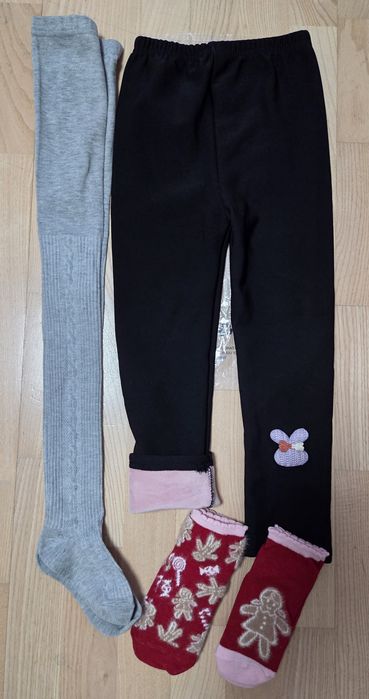 Теплі лосини легінси зимові флісові утеплені колготи шкарпетки  4 5