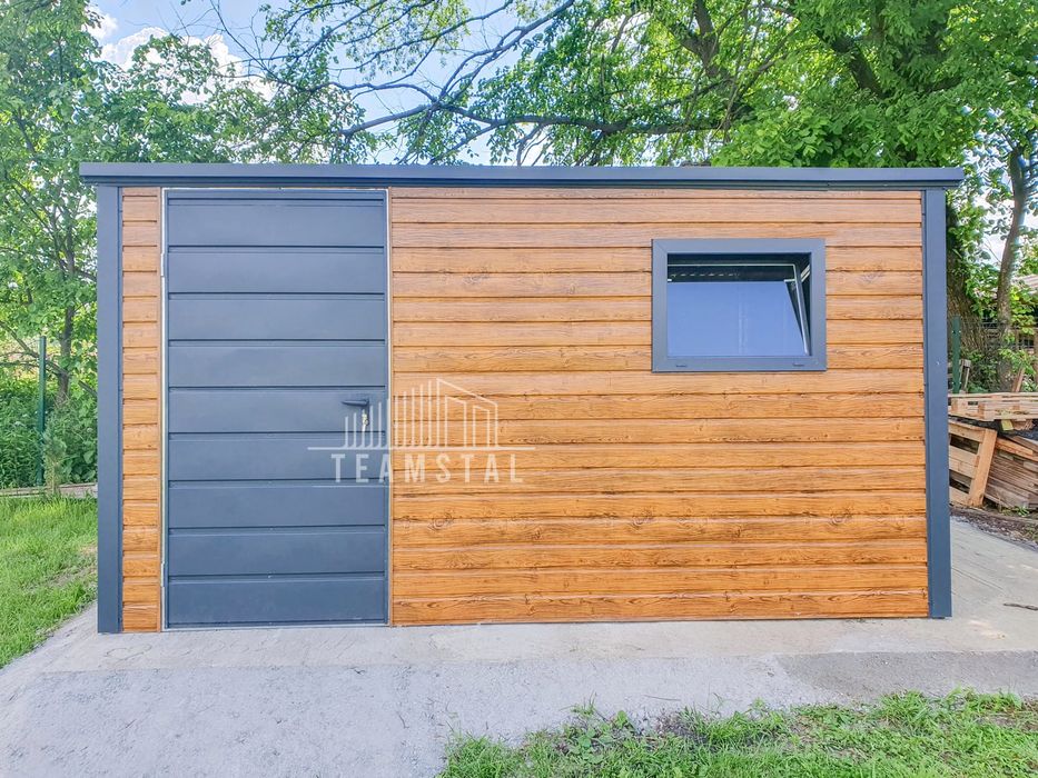 Schowek - Domek Ogrodowy 4x3m - Drzwi - Okno - Drewnopodobny - TS721
