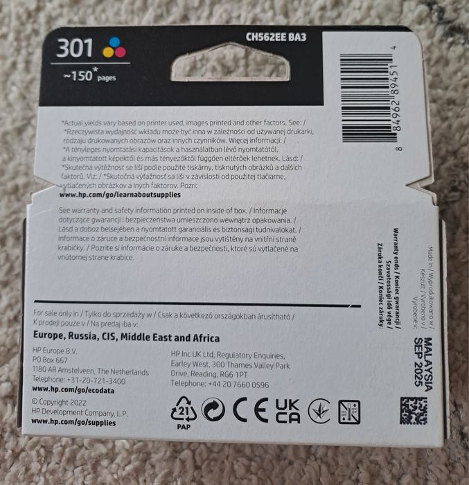 HP 301 Tri-Colour CH562EE BA3