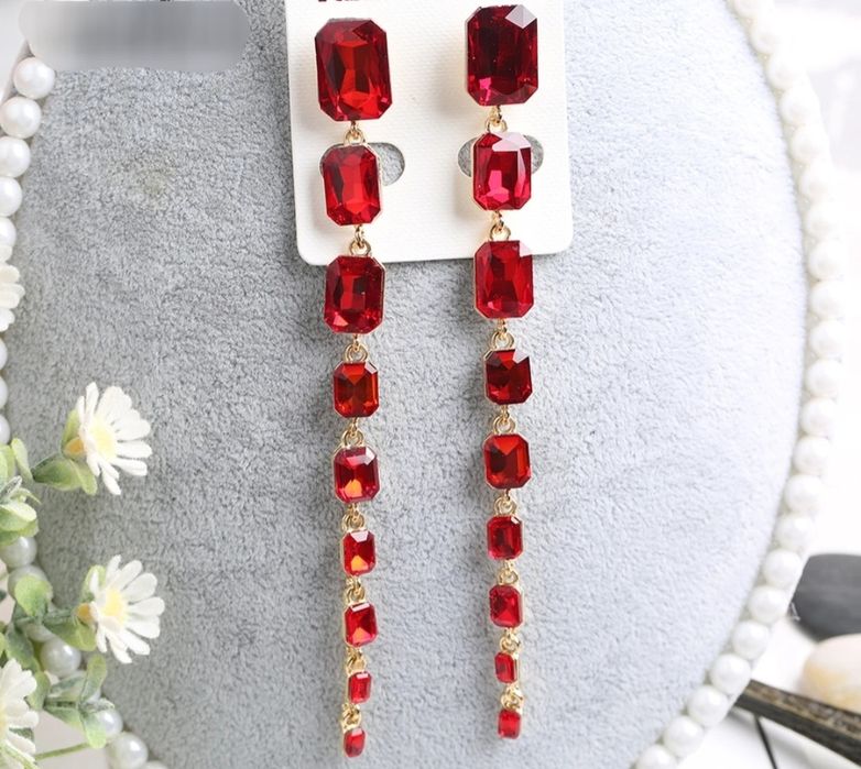 Zjawiskowe czerwone długie kolczyki WYPRZEDAŻ!!