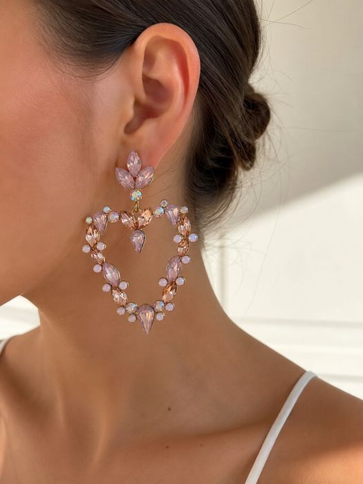 Brincos bijuteria com pedras rosa
