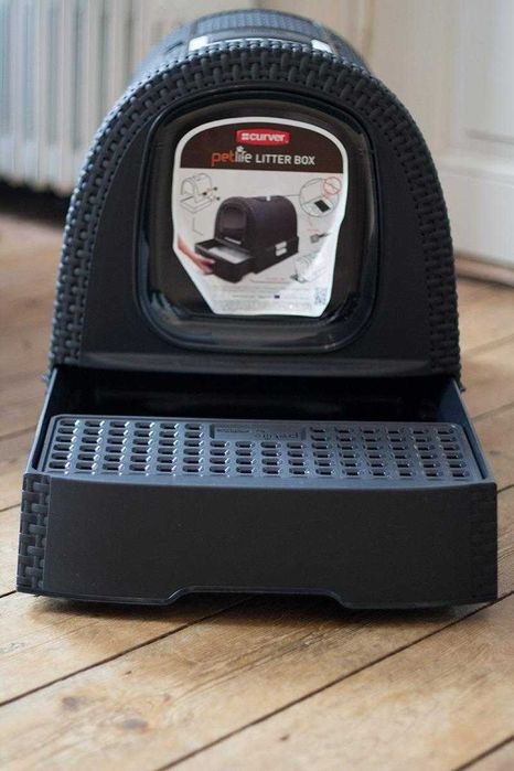 Nowoczesna kuweta dla kota kot dom zwierzęta ciemna duża rattan