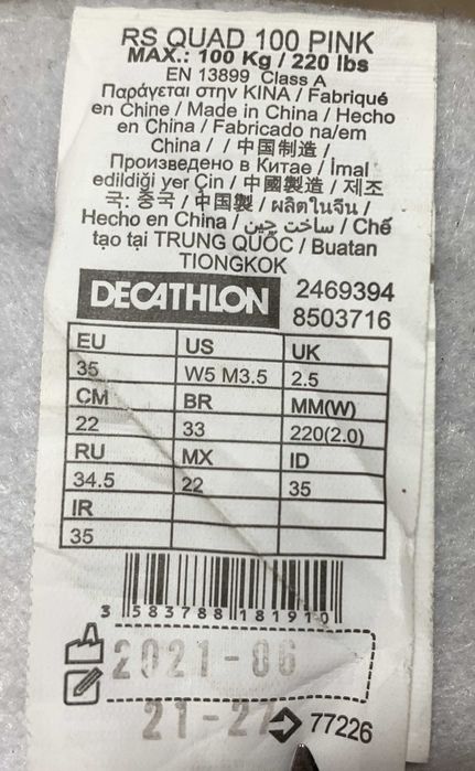 Rolki dziewczęce OXELO, rozmiar 35