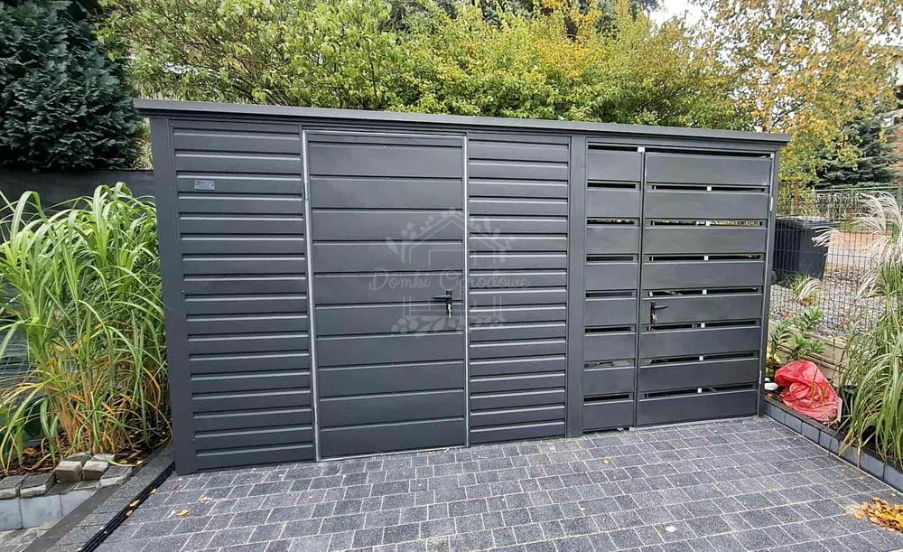 Schowek domek ogrodowy 3x2m wiata  antracyt dach spad do tyłu ID1130