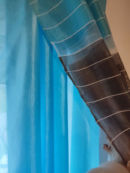 Cortinado duplo azul mais branco