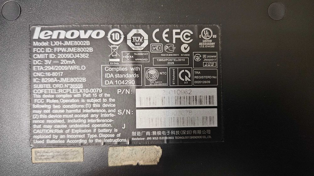 Клавиатура беспроводная Bluetooth Lenovo LXH-JME8002B