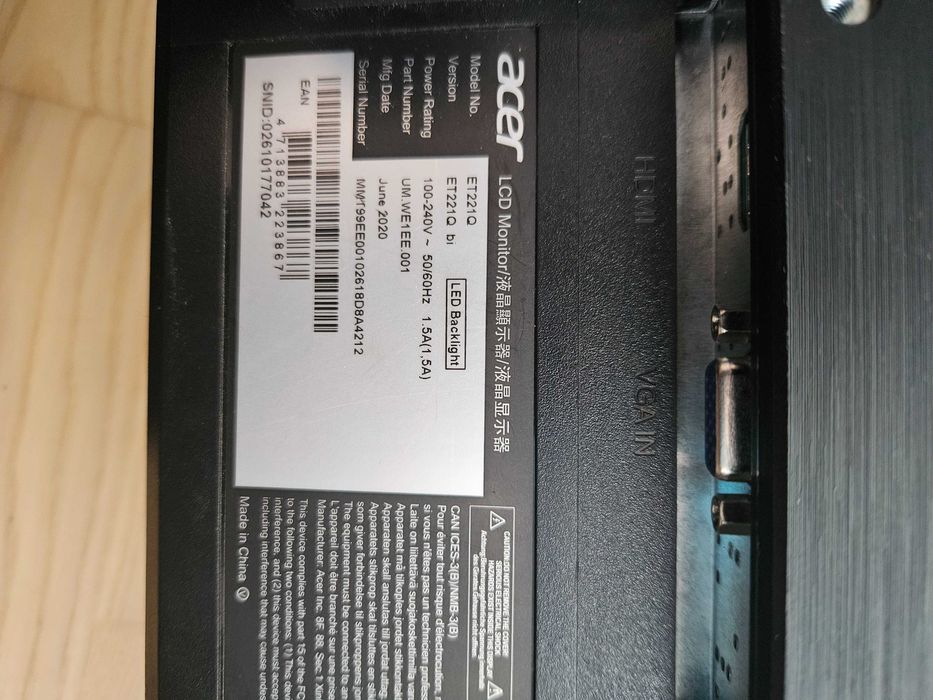 Monitor acer 21 cali