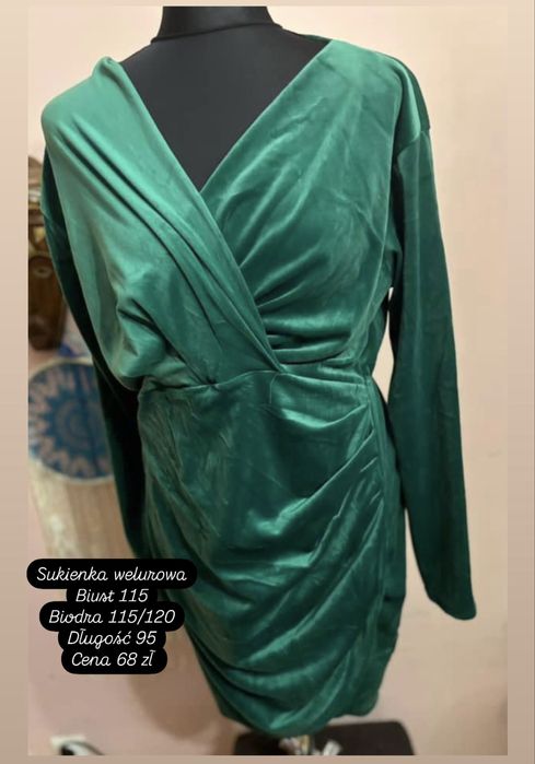 Sukienka elegancka welurowa wizytowa biust 115