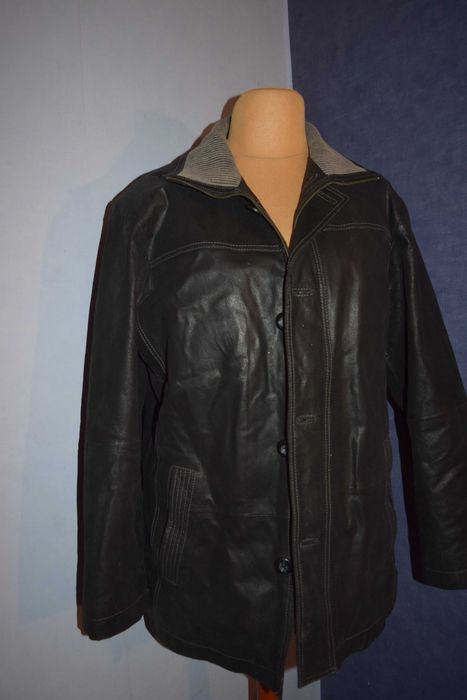 Logic  Piękna kurtka czarna skórzana męska _L