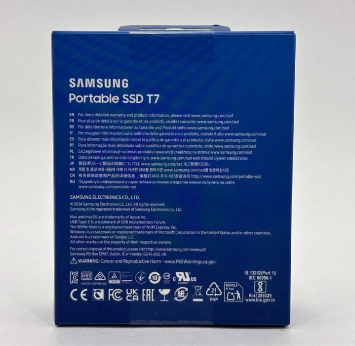 SSD накопичувач Samsung T7 1 TB Indigo Blue MU-PC1T0H/WW Новий