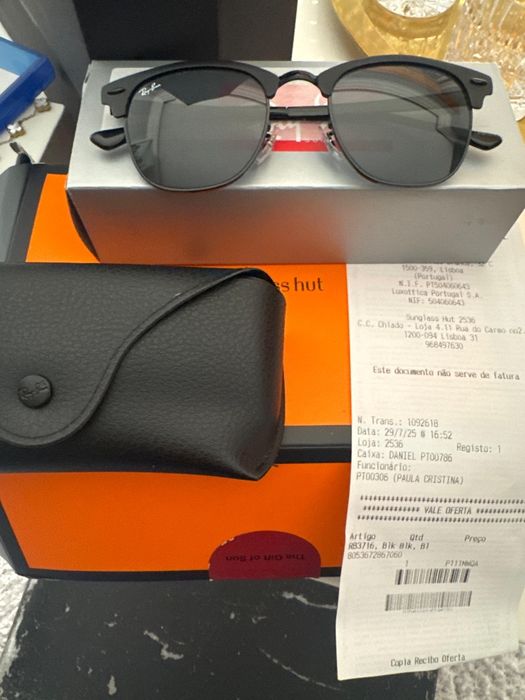 Óculos Rayban preto armação metalica