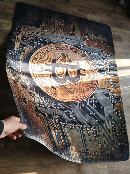 Ковёр Bitcoin для зала или спальни с изображением монеты на подарок