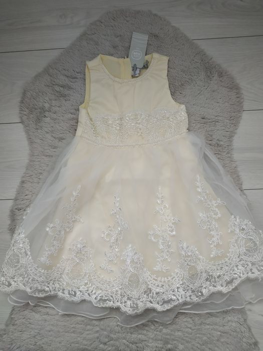 Nowa sukienka/elegancka/wesele/urodziny/ecru/haft/Cool Club/Smyk/r.104
