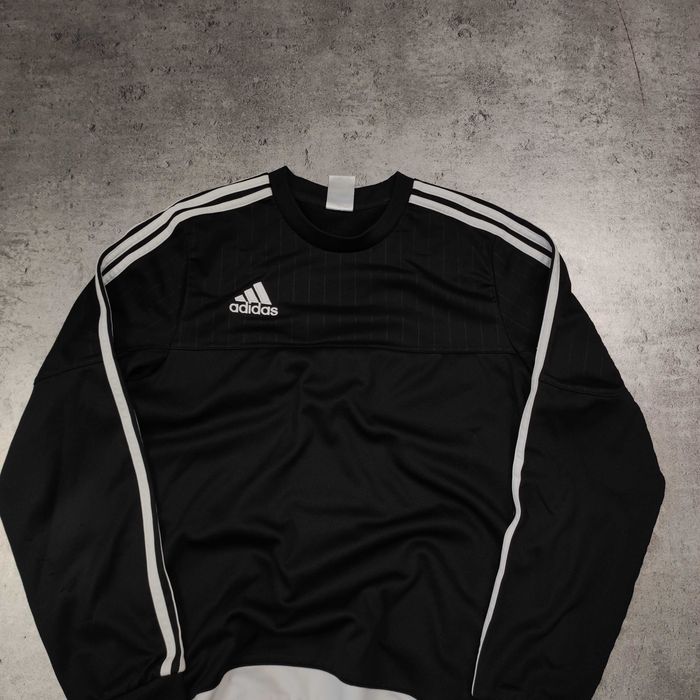 MĘSKA Bluza Sportowe Adidas Śliska Małe Logo Haft Czarna 3 Paski