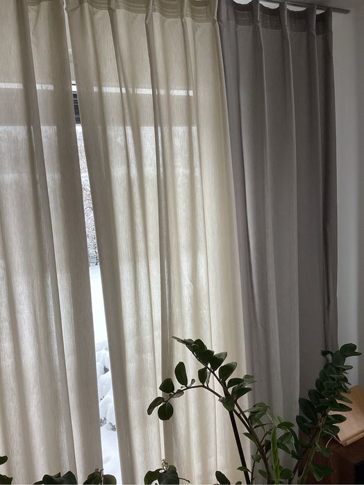 Firany zasłony okna  Ikea 5m 80 cm  beż lub  popielaty