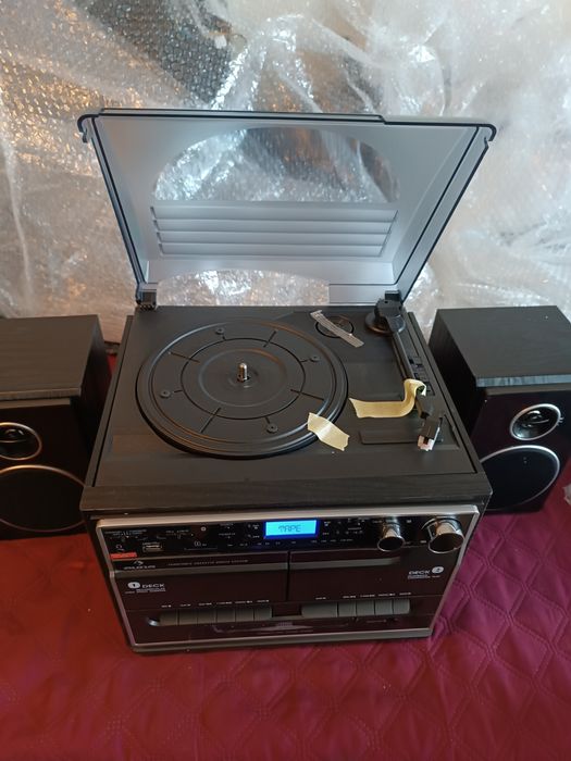 Програвач вінілу, стереосистема Auna 388-BT, MP3, FM, SD, AUX, касета