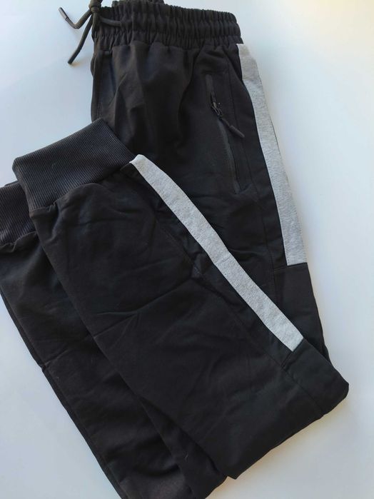 Nowy komplet męski dres spodnie czarne bluza szara  bawełna M