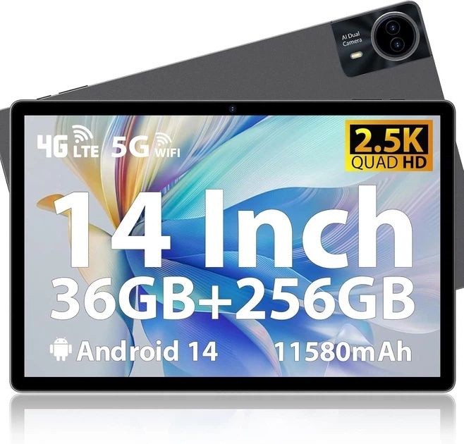 Планшет 14" 2.5K MAXLEGEN M621 12+24/256Gb 4G 2-SIM 8 ядер Android 14 11580 mAh