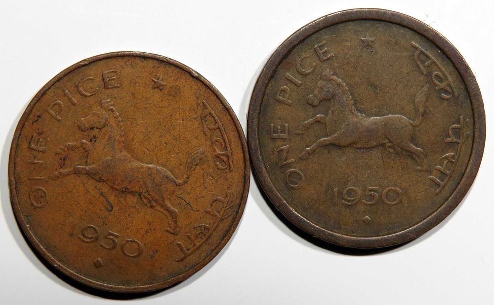 Moeda India - 2x 1 Pice 1950