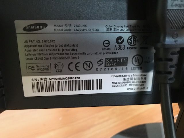 Monitor Samsung SyncMaster 2243LNX