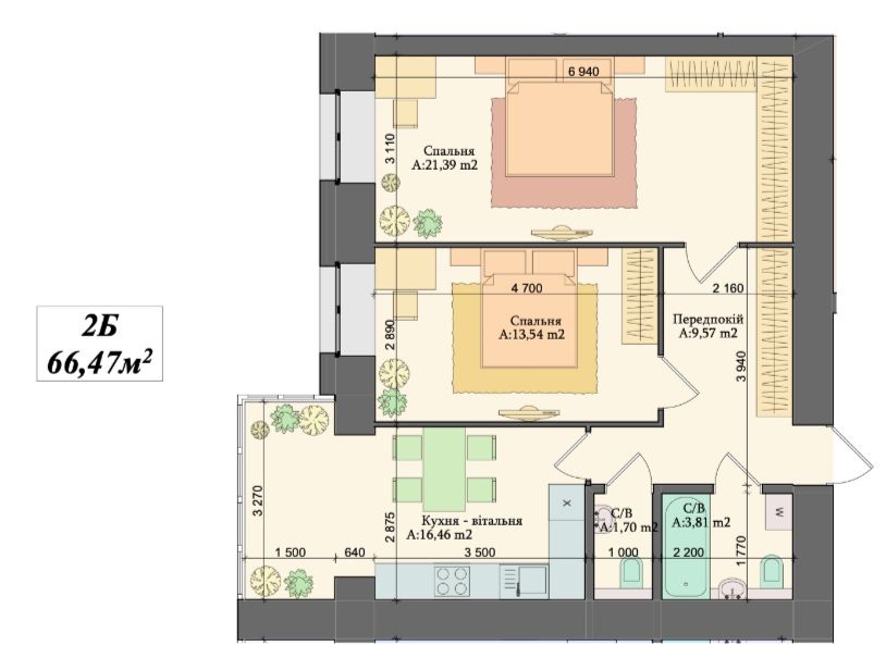 Двокімнатна квартира в центрі міста! Практичне планування!Хороша площа