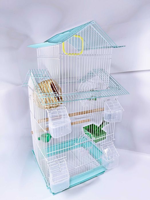 Клетка для птиц, просторный дворец,мятная+соломенное гнездо,69х34х27см