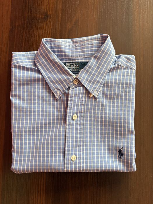 Niebieska koszula Polo Ralph Lauren w kratkę – wada rękawa