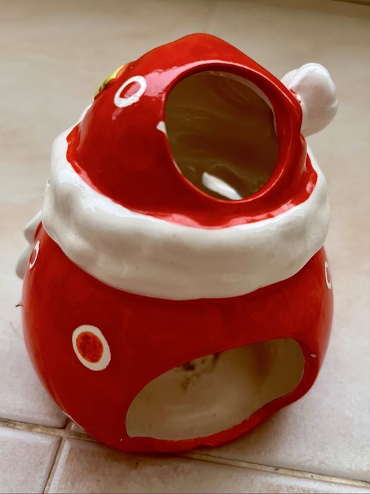 Suporte de vela cabeca de Pai Natal