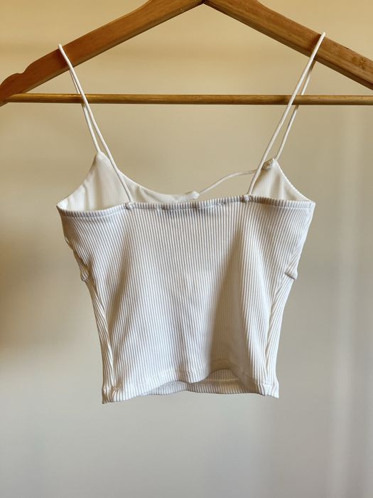 Top branco Bershka canelado XS novo alças finas cropped verão