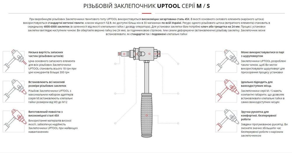 Заклепочник резьбовой УКРАЇНСЬКЕ ВИРОБНИЦТВО пистелет заклепочный