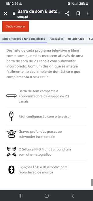 Soundbar marca Sony