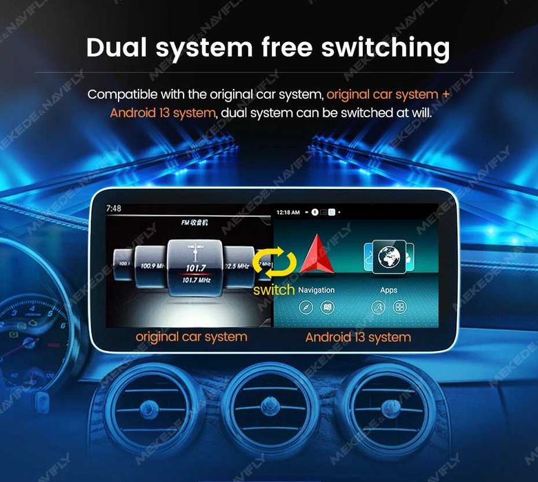 Rádio c/ CARPLAY Android Mercedes W205 Classe C 6/128GB 8-CORE 4G NOVO