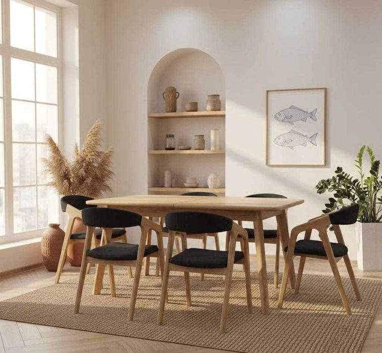 Stół dębowy FIU s2 (lite drewno) - rozkładany, styl nowoczesny