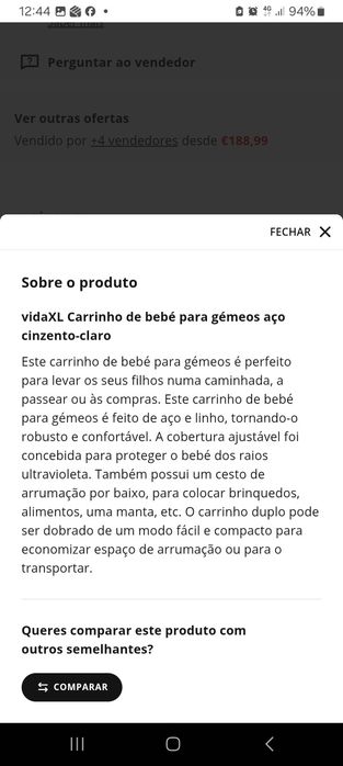 Carrinho pasdeio gémeos