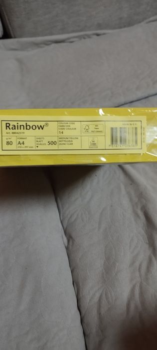 Papier Rainbow A4 żółty 80 ryza 500